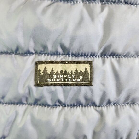 Simply Southern Vest Mens S Blue Two Tone Puffer Quilted Western Cowboy Ranch - Picture 3 of 14